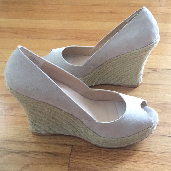 Colin Stuart Peep Toe Platform Jute Wedge Heels - Picture 7 of 8